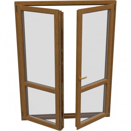 Dvojkrídlové plastové balkónové dvere - otváravé + otváravo-sklopné, šírka: 1100mm, výška: 2200mm