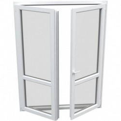 Dvojkrídlové plastové balkónové dvere - otváravé + otváravo-sklopné, šírka: 1200mm, výška: 2200mm