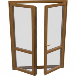 Dvojkrídlové plastové balkónové dvere - otváravé + otváravo-sklopné, šírka: 1300mm, výška: 2200mm
